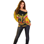 Personalised Richmond Tiger ANZAC Off Shoulder Sweater Military Remembrance Australian Football Mascot Camouflage
