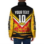 Personalised Richmond Tiger ANZAC Padded Jacket Military Remembrance Australian Football Mascot Camouflage