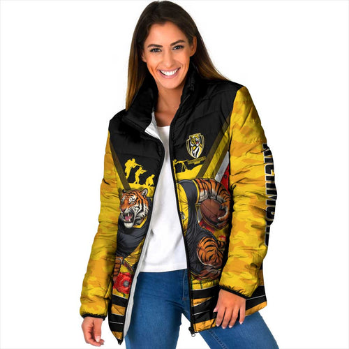 Personalised Richmond Tiger ANZAC Padded Jacket Military Remembrance Australian Football Mascot Camouflage