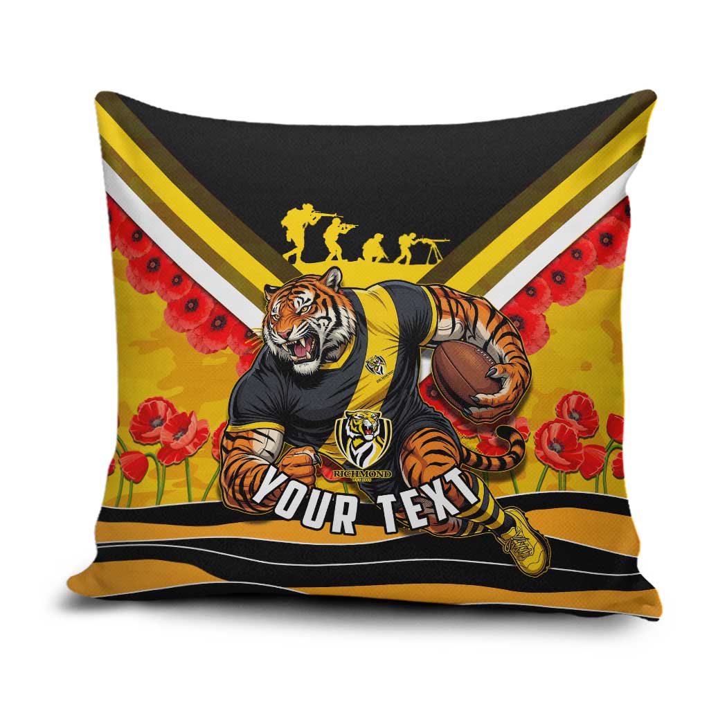 Personalised Richmond Tiger ANZAC Pillow Cover Military Remembrance Australian Football Mascot Camouflage