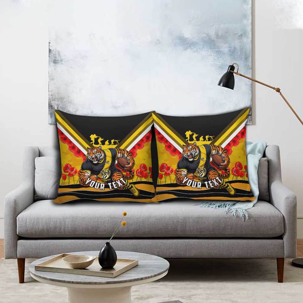 Personalised Richmond Tiger ANZAC Pillow Cover Military Remembrance Australian Football Mascot Camouflage