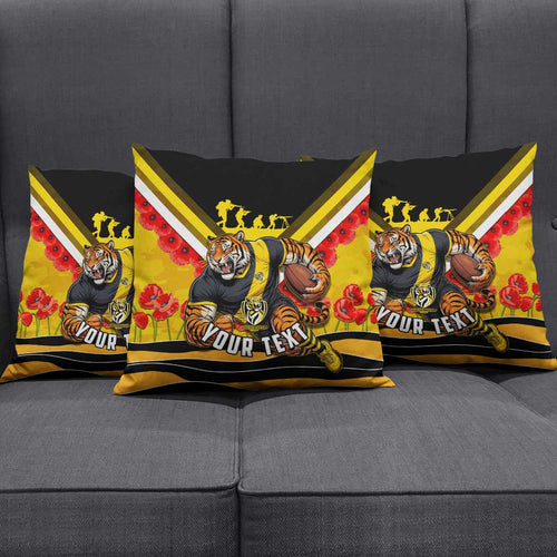 Personalised Richmond Tiger ANZAC Pillow Cover Military Remembrance Australian Football Mascot Camouflage