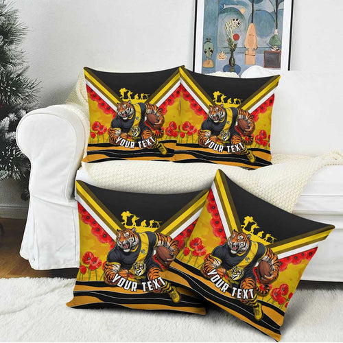 Personalised Richmond Tiger ANZAC Pillow Cover Military Remembrance Australian Football Mascot Camouflage
