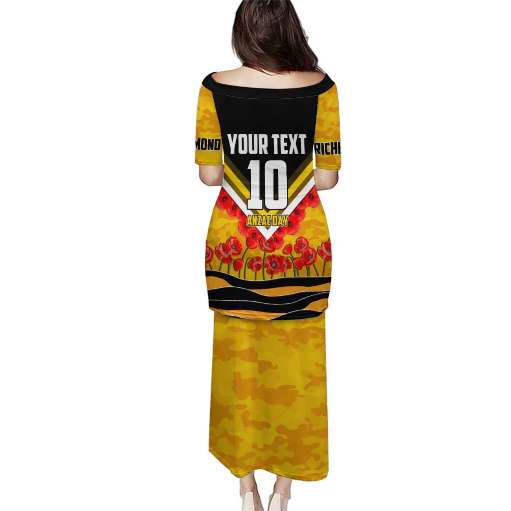 Personalised Richmond Tiger ANZAC Puletasi Military Remembrance Australian Football Mascot Camouflage