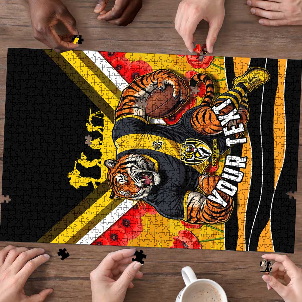 Personalised Richmond Tiger ANZAC Puzzle Military Remembrance Australian Football Mascot Camouflage