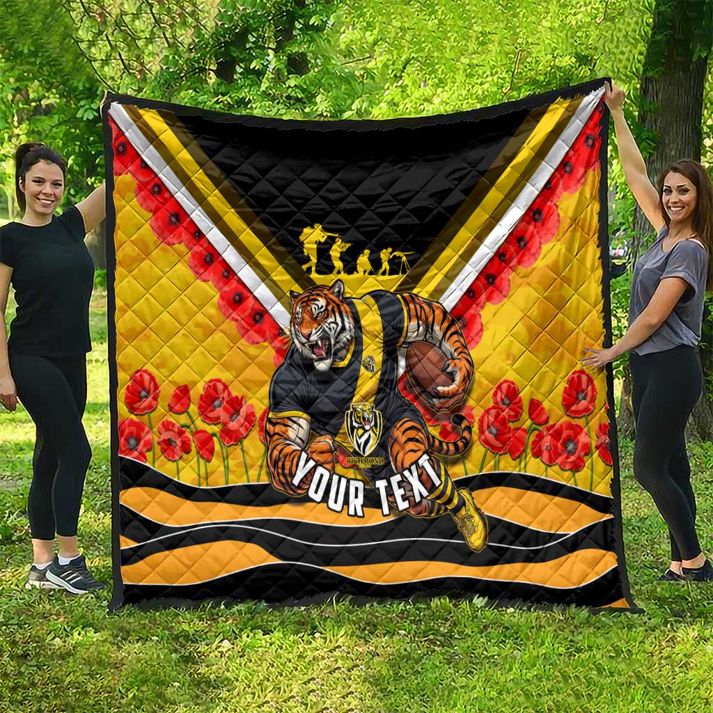 Personalised Richmond Tiger ANZAC Quilt Military Remembrance Australian Football Mascot Camouflage