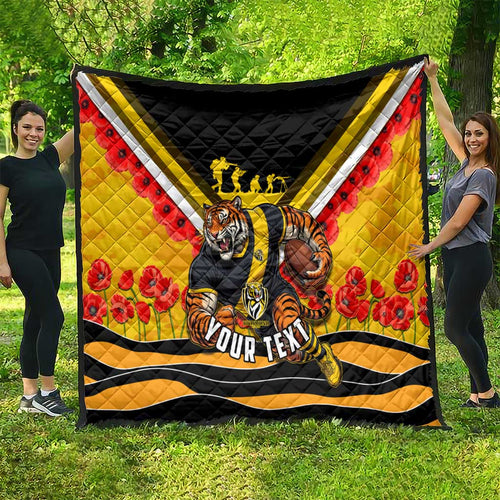 Personalised Richmond Tiger ANZAC Quilt Military Remembrance Australian Football Mascot Camouflage