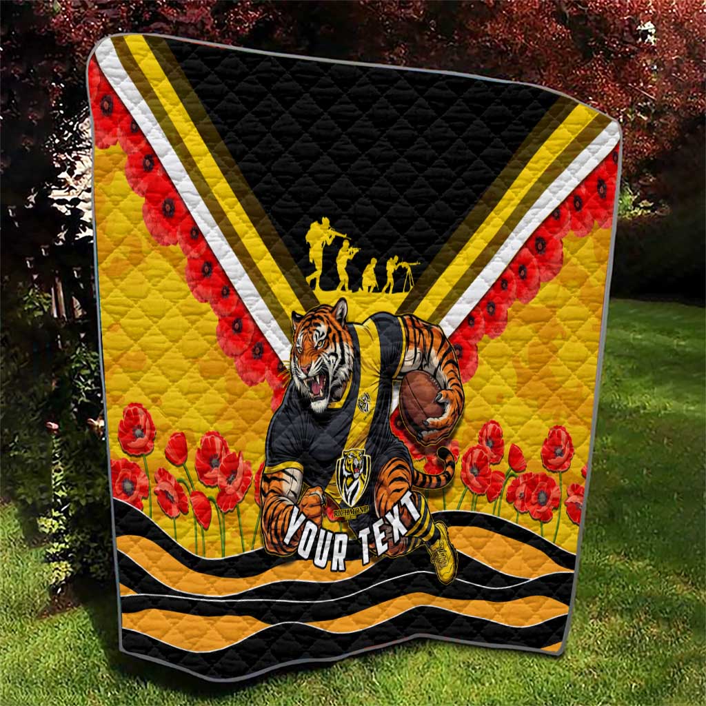 Personalised Richmond Tiger ANZAC Quilt Military Remembrance Australian Football Mascot Camouflage