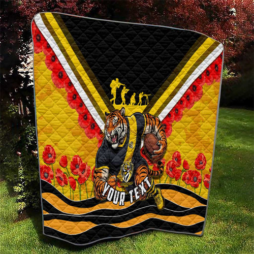 Personalised Richmond Tiger ANZAC Quilt Military Remembrance Australian Football Mascot Camouflage