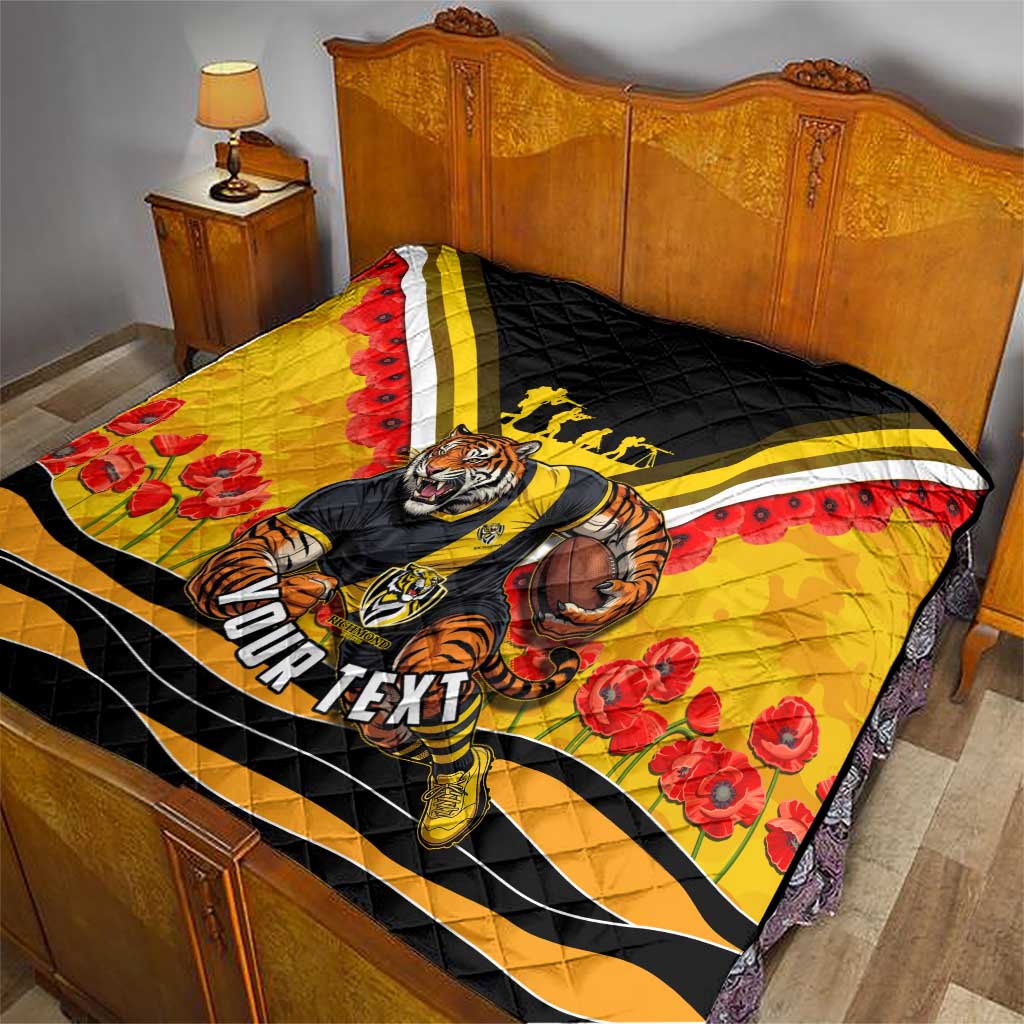 Personalised Richmond Tiger ANZAC Quilt Military Remembrance Australian Football Mascot Camouflage