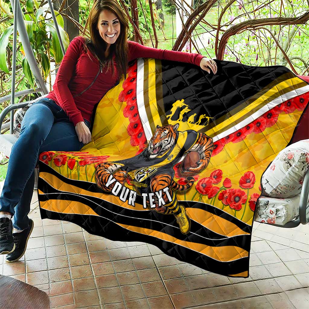 Personalised Richmond Tiger ANZAC Quilt Military Remembrance Australian Football Mascot Camouflage