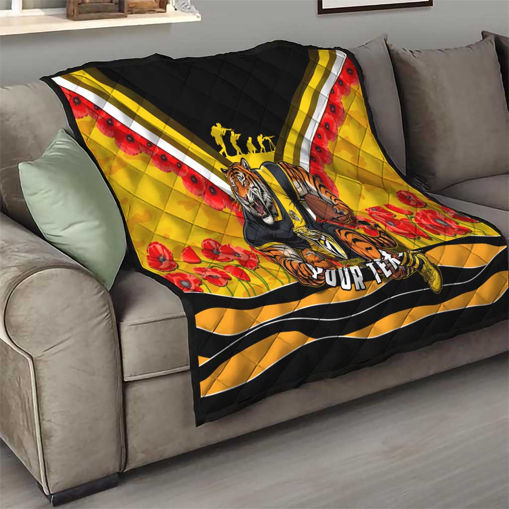 Personalised Richmond Tiger ANZAC Quilt Military Remembrance Australian Football Mascot Camouflage