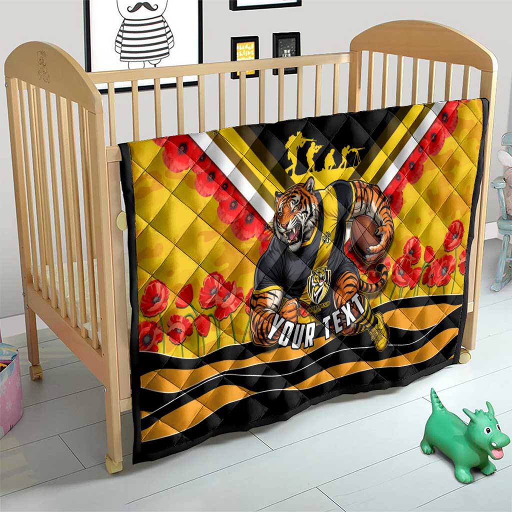 Personalised Richmond Tiger ANZAC Quilt Military Remembrance Australian Football Mascot Camouflage