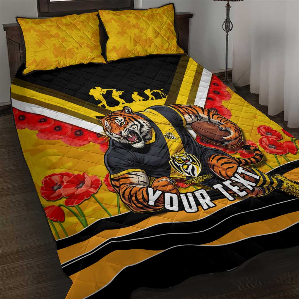 Personalised Richmond Tiger ANZAC Quilt Bed Set Military Remembrance Australian Football Mascot Camouflage