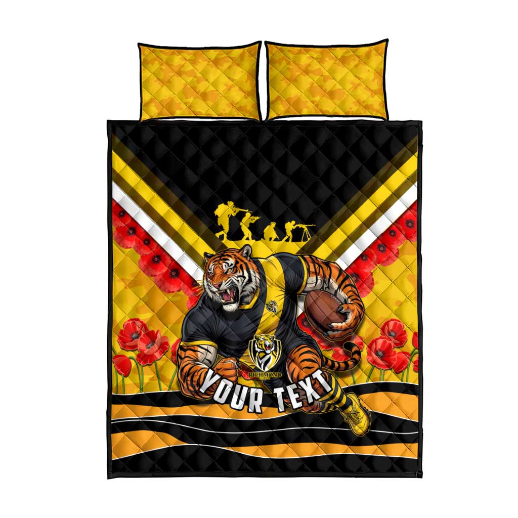 Personalised Richmond Tiger ANZAC Quilt Bed Set Military Remembrance Australian Football Mascot Camouflage