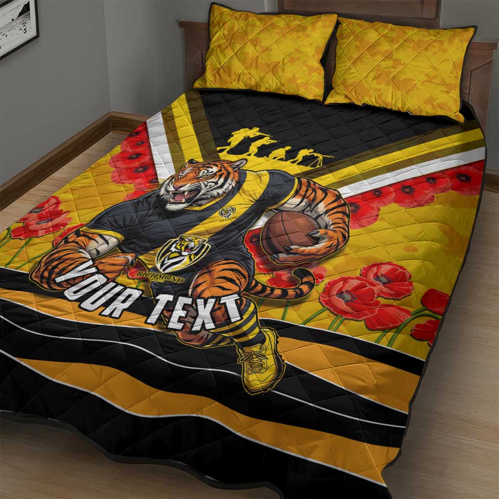 Personalised Richmond Tiger ANZAC Quilt Bed Set Military Remembrance Australian Football Mascot Camouflage