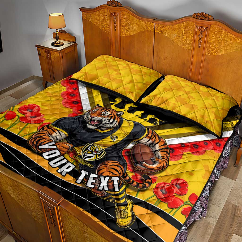 Personalised Richmond Tiger ANZAC Quilt Bed Set Military Remembrance Australian Football Mascot Camouflage