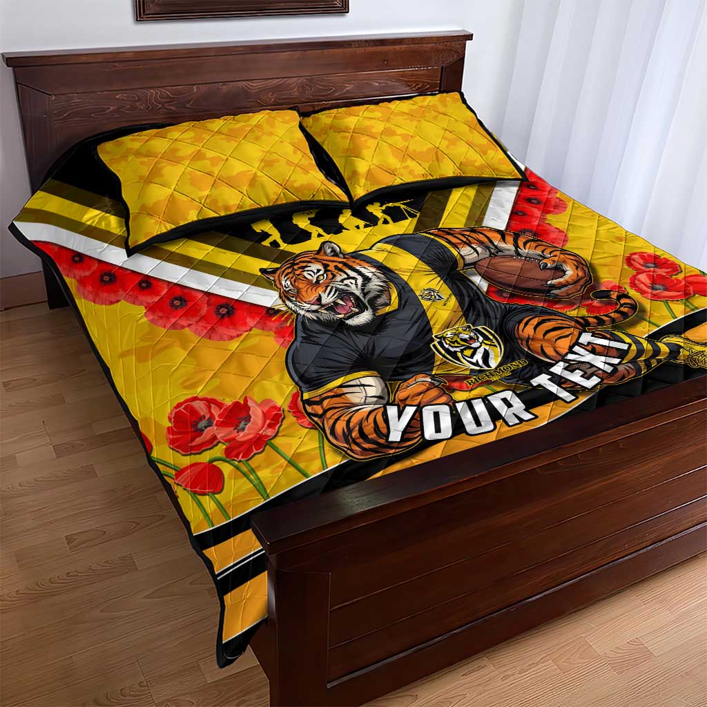 Personalised Richmond Tiger ANZAC Quilt Bed Set Military Remembrance Australian Football Mascot Camouflage
