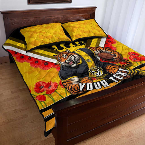 Personalised Richmond Tiger ANZAC Quilt Bed Set Military Remembrance Australian Football Mascot Camouflage