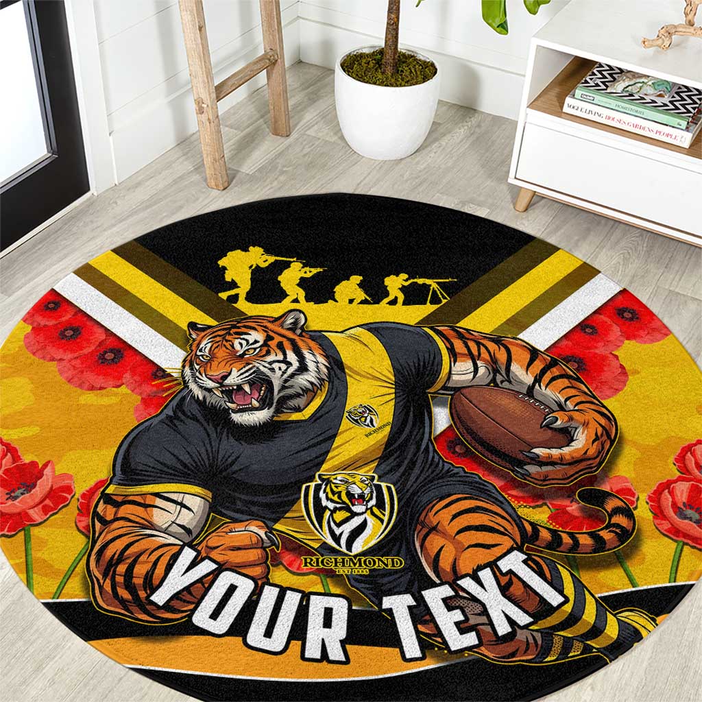 Personalised Richmond Tiger ANZAC Round Carpet Military Remembrance Australian Football Mascot Camouflage