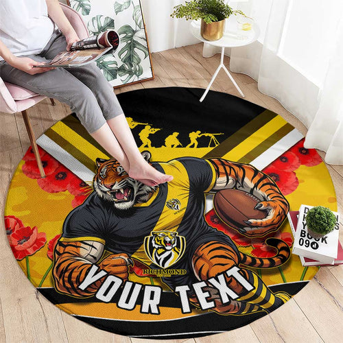 Personalised Richmond Tiger ANZAC Round Carpet Military Remembrance Australian Football Mascot Camouflage