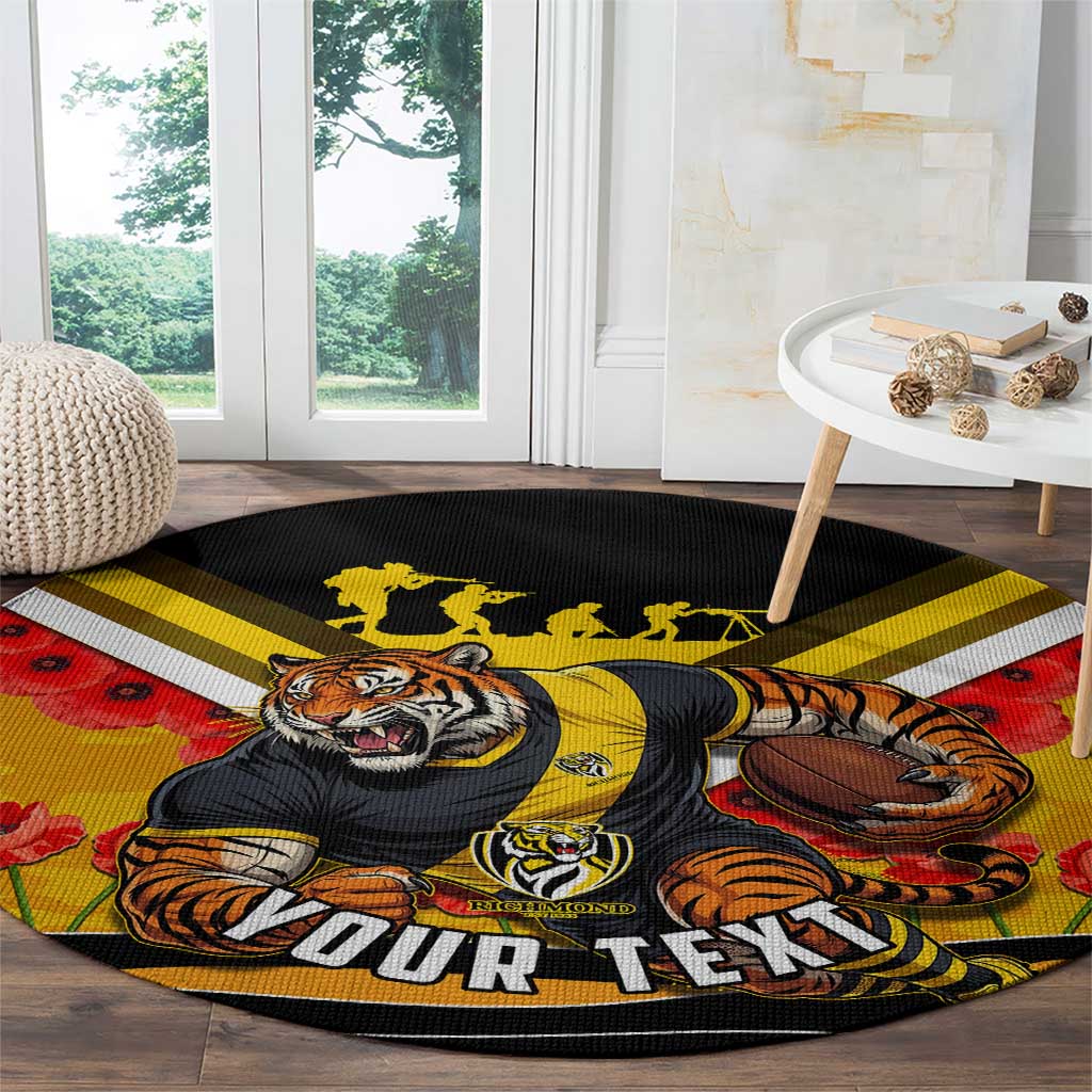 Personalised Richmond Tiger ANZAC Round Carpet Military Remembrance Australian Football Mascot Camouflage