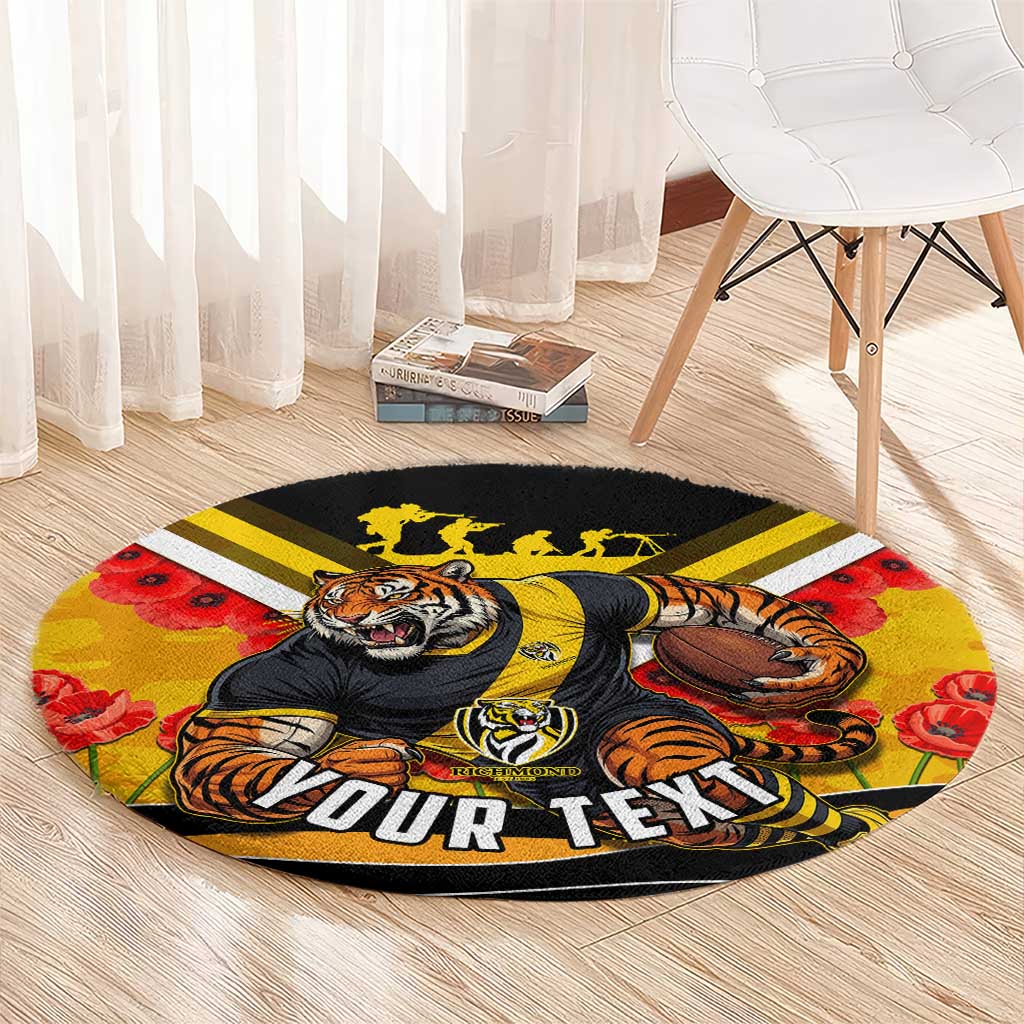 Personalised Richmond Tiger ANZAC Round Carpet Military Remembrance Australian Football Mascot Camouflage