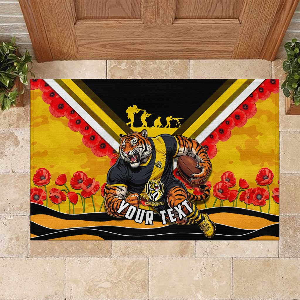 Personalised Richmond Tiger ANZAC Rubber Doormat Military Remembrance Australian Football Mascot Camouflage