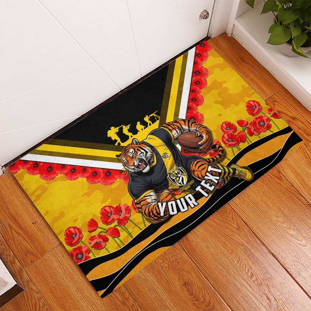 Personalised Richmond Tiger ANZAC Rubber Doormat Military Remembrance Australian Football Mascot Camouflage