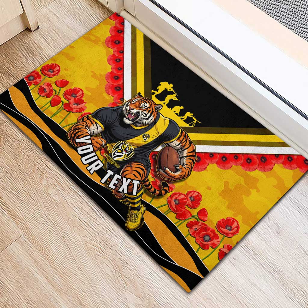 Personalised Richmond Tiger ANZAC Rubber Doormat Military Remembrance Australian Football Mascot Camouflage