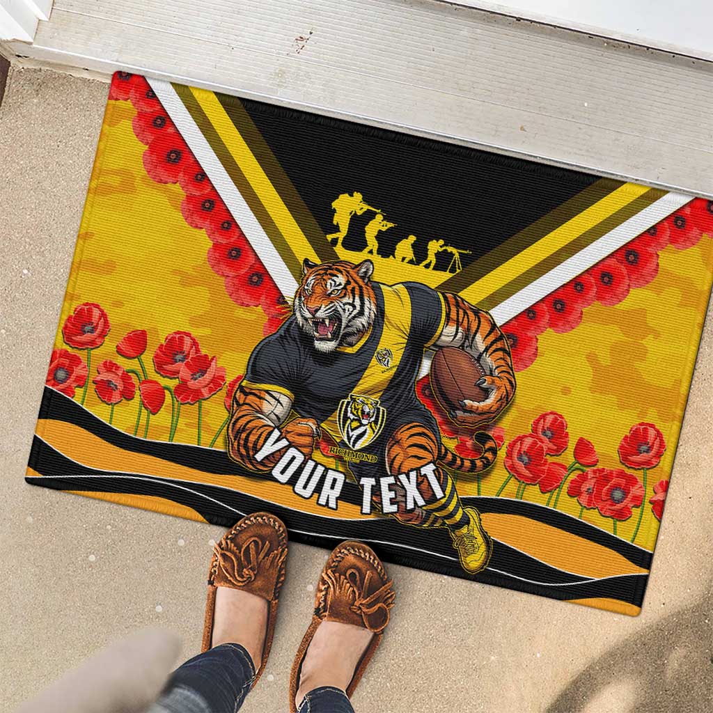 Personalised Richmond Tiger ANZAC Rubber Doormat Military Remembrance Australian Football Mascot Camouflage
