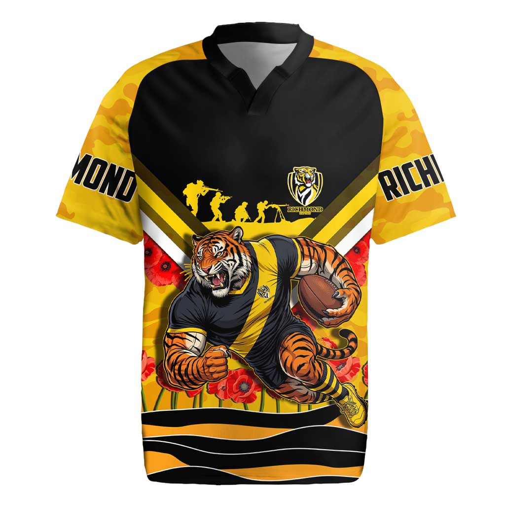 Personalised Richmond Tiger ANZAC Rugby Jersey Military Remembrance Australian Football Mascot Camouflage