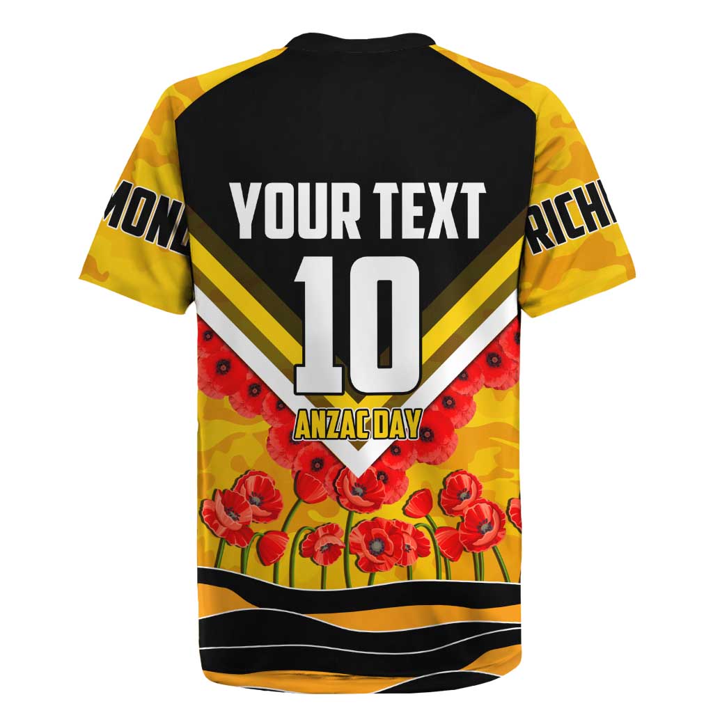 Personalised Richmond Tiger ANZAC Rugby Jersey Military Remembrance Australian Football Mascot Camouflage