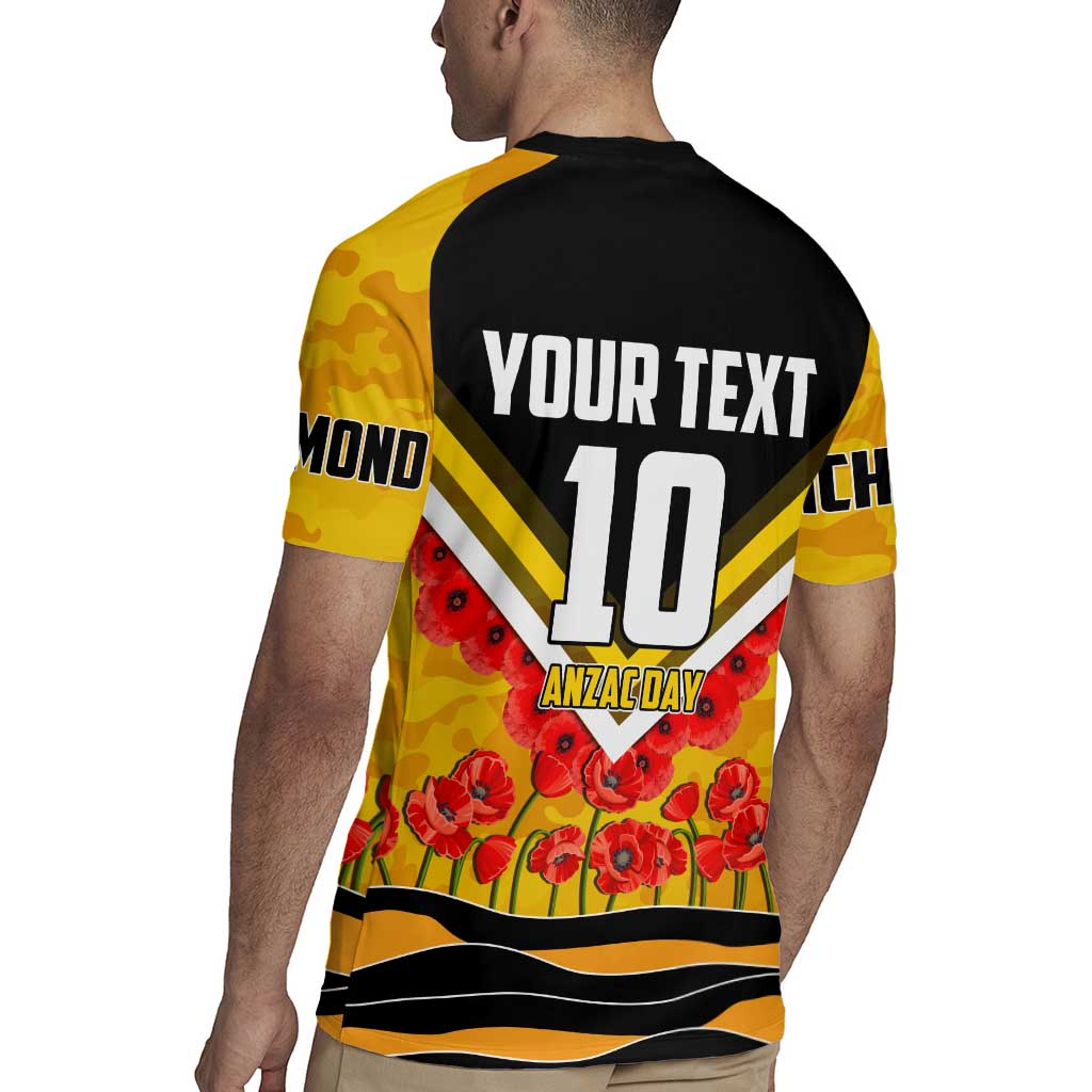 Personalised Richmond Tiger ANZAC Rugby Jersey Military Remembrance Australian Football Mascot Camouflage