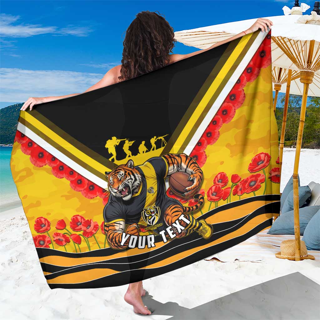 Personalised Richmond Tiger ANZAC Sarong Military Remembrance Australian Football Mascot Camouflage