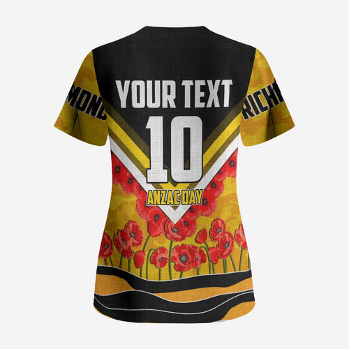 Personalised Richmond Tiger ANZAC Scrub Top Military Remembrance Australian Football Mascot Camouflage