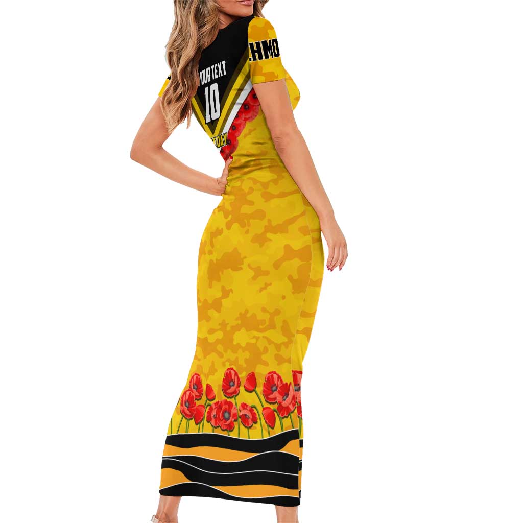 Personalised Richmond Tiger ANZAC Short Sleeve Bodycon Dress Military Remembrance Australian Football Mascot Camouflage