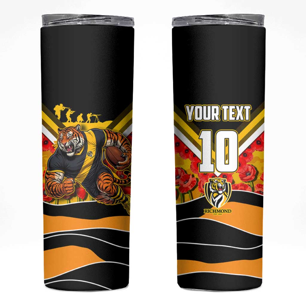 Personalised Richmond Tiger ANZAC Skinny Tumbler Military Remembrance Australian Football Mascot Camouflage