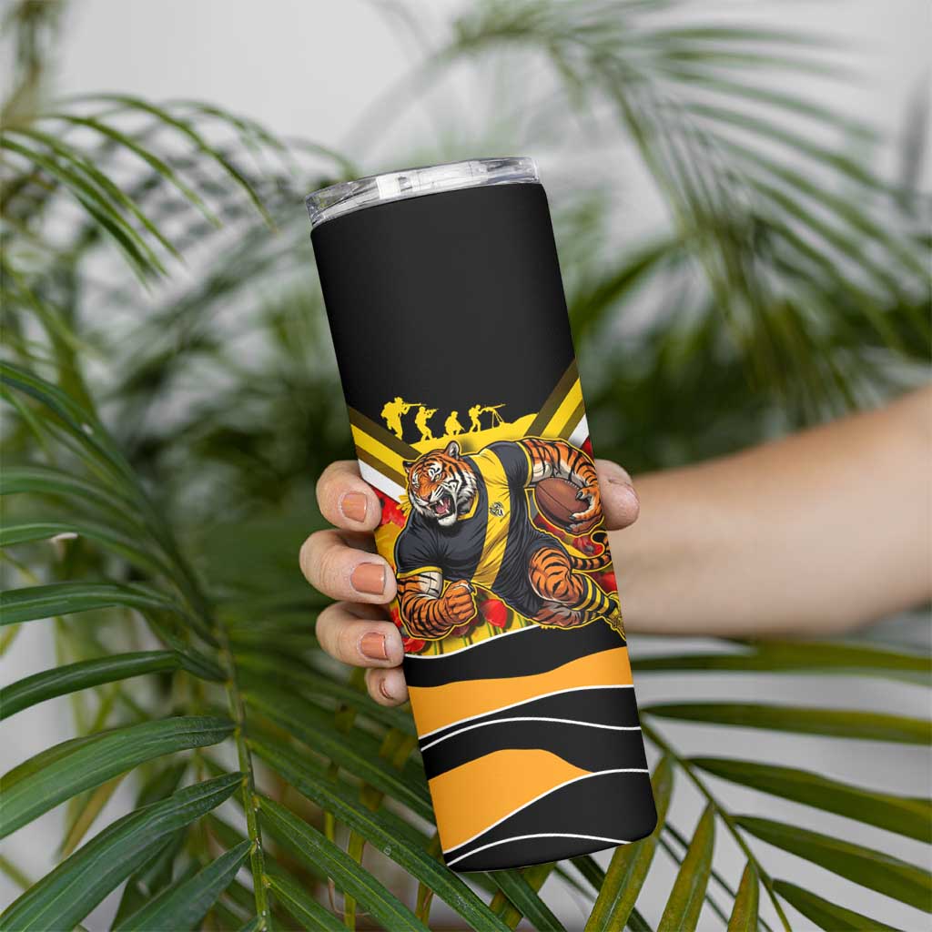 Personalised Richmond Tiger ANZAC Skinny Tumbler Military Remembrance Australian Football Mascot Camouflage