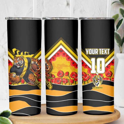 Personalised Richmond Tiger ANZAC Skinny Tumbler Military Remembrance Australian Football Mascot Camouflage