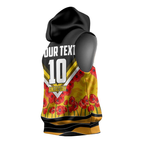 Personalised Richmond Tiger ANZAC Sleeveless Hoodie Military Remembrance Australian Football Mascot Camouflage