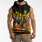 Personalised Richmond Tiger ANZAC Sleeveless Zip Hoodie Military Remembrance Australian Football Mascot Camouflage