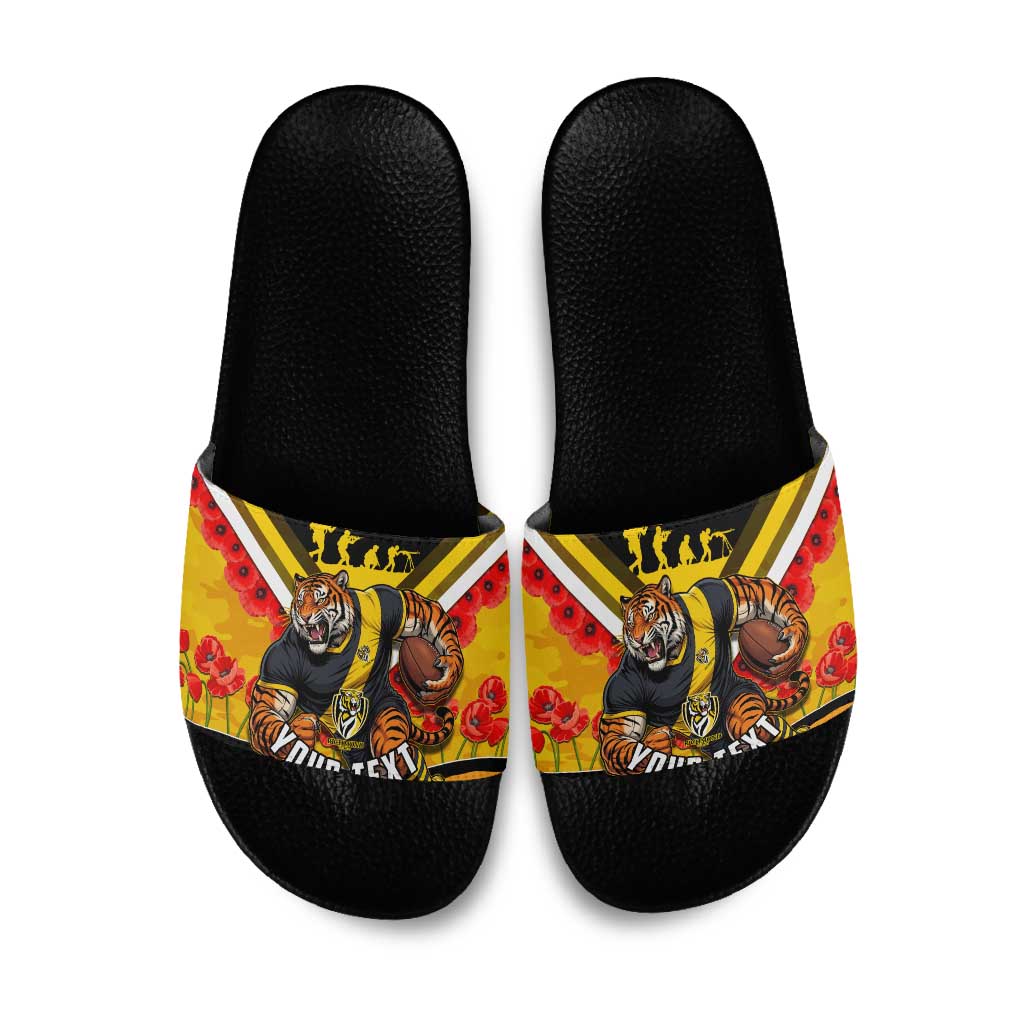 Personalised Richmond Tiger ANZAC Slide Sandals Military Remembrance Australian Football Mascot Camouflage