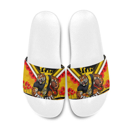 Personalised Richmond Tiger ANZAC Slide Sandals Military Remembrance Australian Football Mascot Camouflage