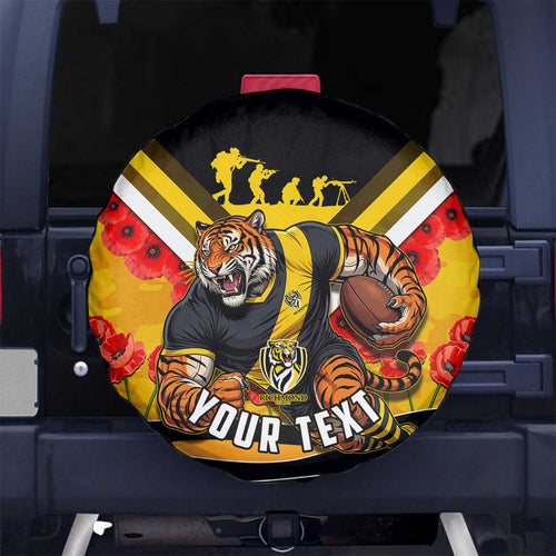 Personalised Richmond Tiger ANZAC Spare Tire Cover Military Remembrance Australian Football Mascot Camouflage