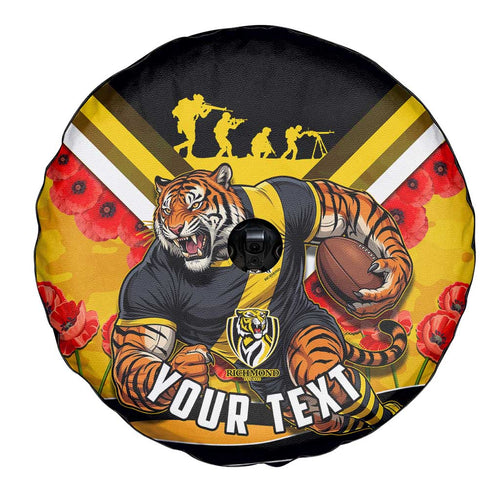 Personalised Richmond Tiger ANZAC Spare Tire Cover Military Remembrance Australian Football Mascot Camouflage