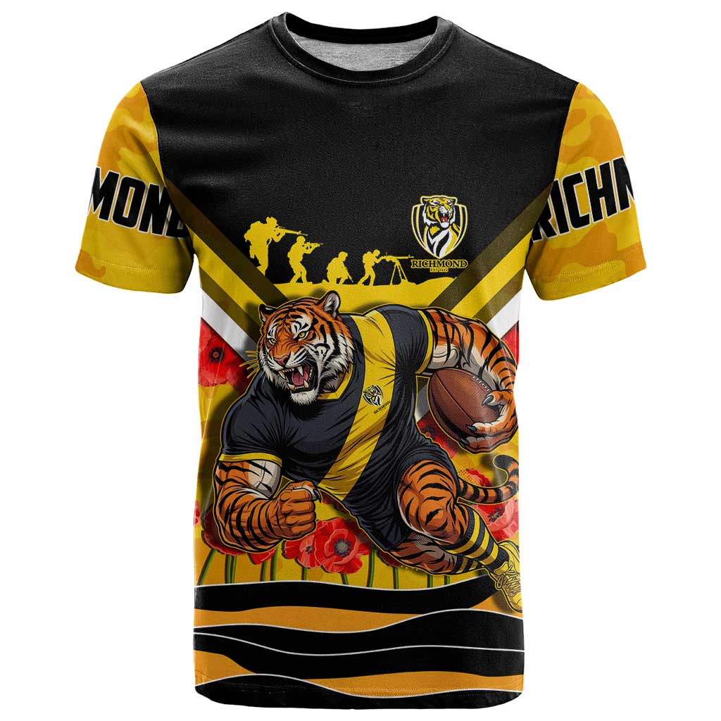Personalised Richmond Tiger ANZAC T Shirt Military Remembrance Australian Football Mascot Camouflage