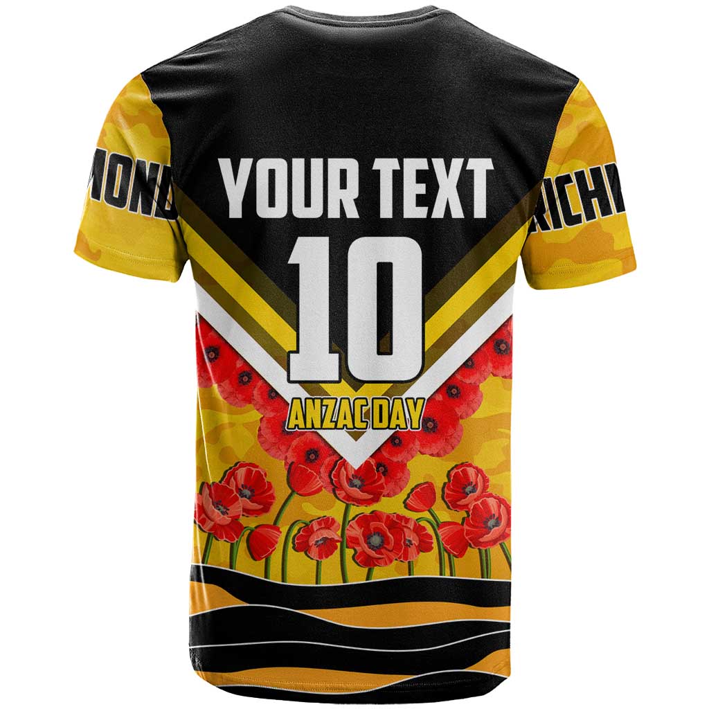 Personalised Richmond Tiger ANZAC T Shirt Military Remembrance Australian Football Mascot Camouflage