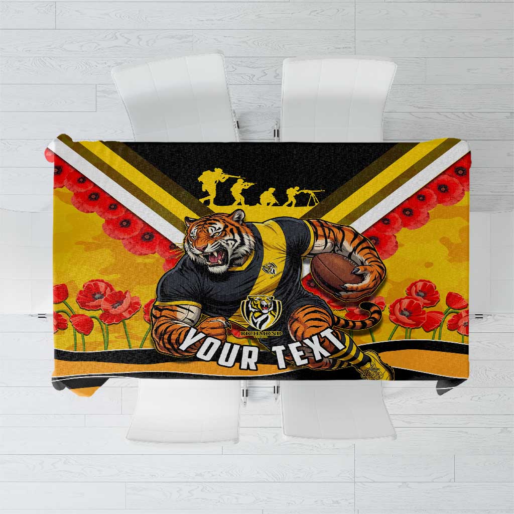 Personalised Richmond Tiger ANZAC Tablecloth Military Remembrance Australian Football Mascot Camouflage
