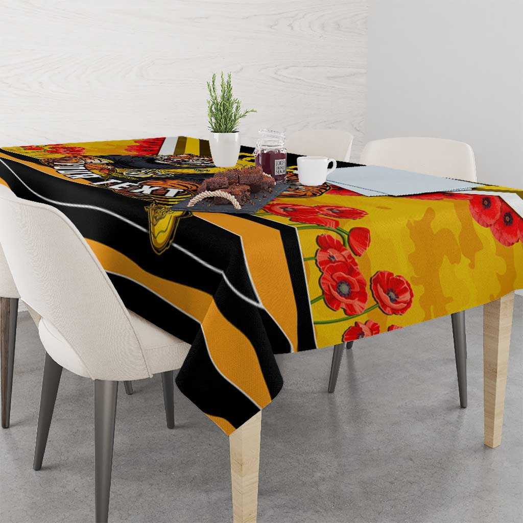 Personalised Richmond Tiger ANZAC Tablecloth Military Remembrance Australian Football Mascot Camouflage